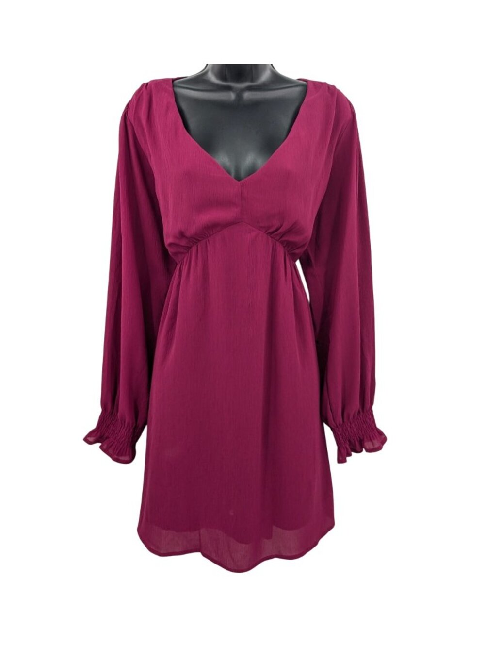 Kori Mini Dress V Neck Empire Waist Coquette Ballet Babydoll Long  Sleeve Large